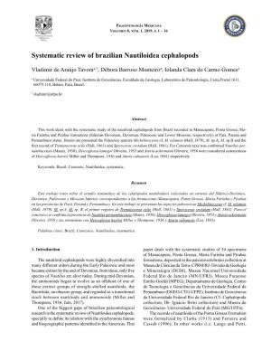 Systematic Review of Brazilian Nautiloidea Cephalopods 1 Paleontología Mexicana Volumen 8, Núm
