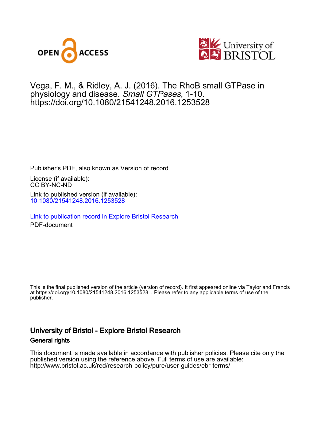 The Rhob Small Gtpase in Physiology and Disease