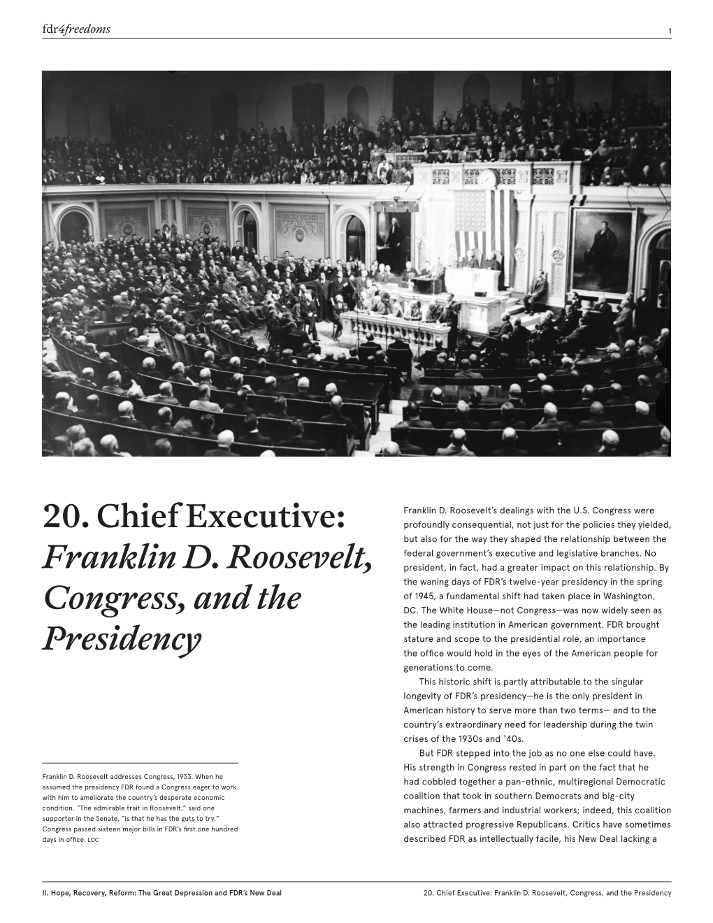 20. Chief Executive: Franklin D. Roosevelt, Congress, and the Presidency Fdr4freedoms 2