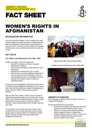 Women in Afghanistan Fact Sheet