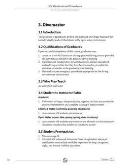 SDI Divemaster Course Checklist