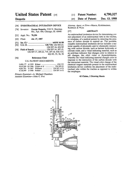 United States Patent (19) 11 Patent Number: 4,790,327 Despotis (45) Date of Patent: Dec