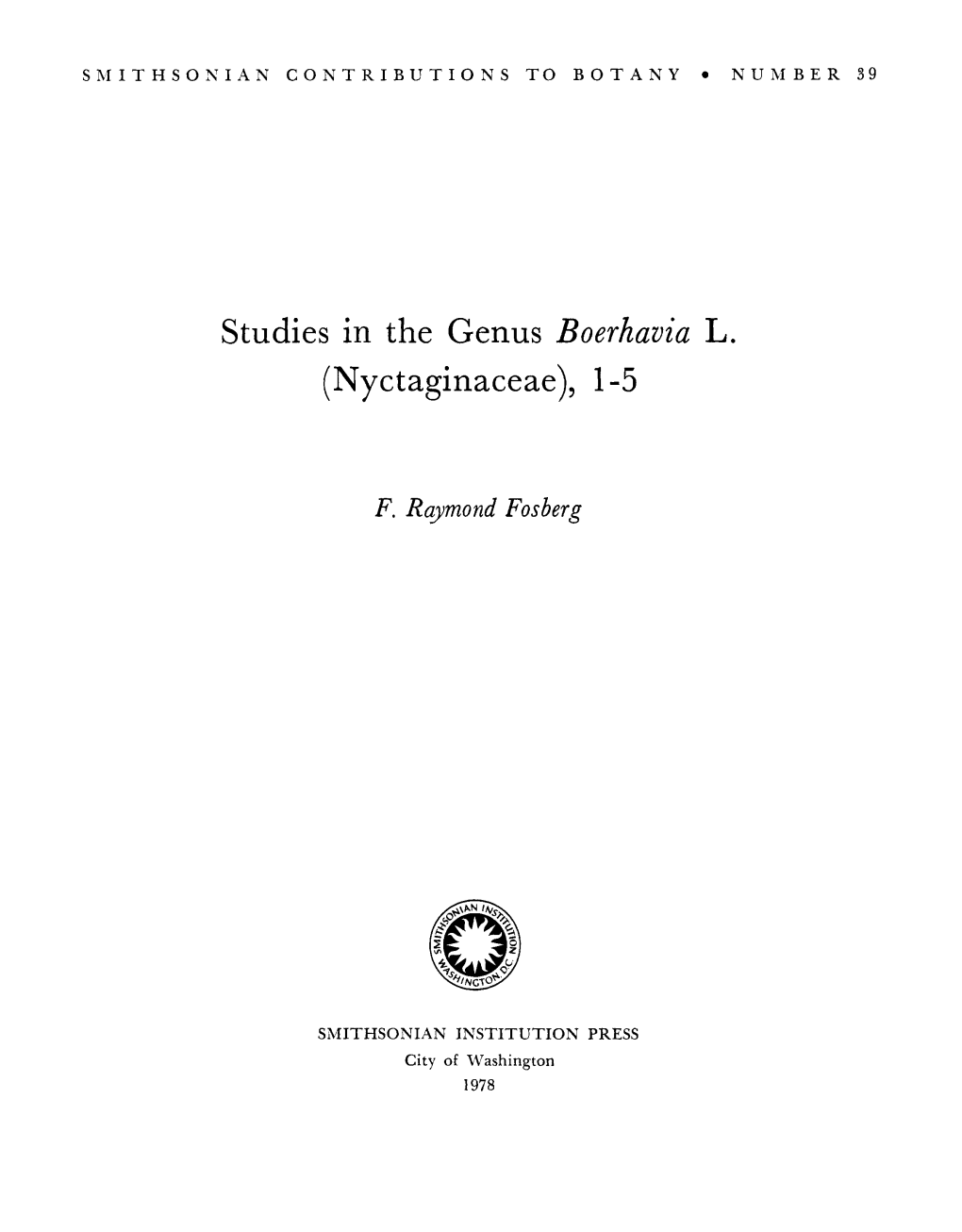 Studies in the Genus Boerhavia L. (Nyctaginaceae), 1-5