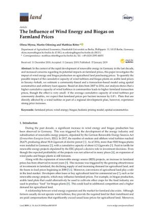 The Influence of Wind Energy and Biogas on Farmland Prices