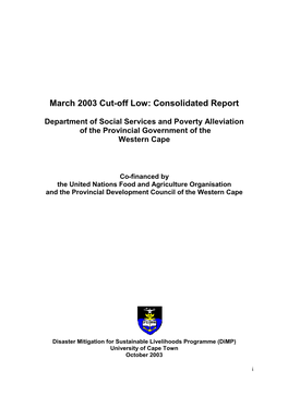 March 2003 Cut-Off Low: Consolidated Report