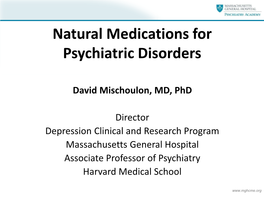 Natural Medications for Psychiatric Disorders