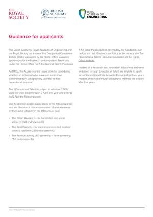 Guidance for Applicants