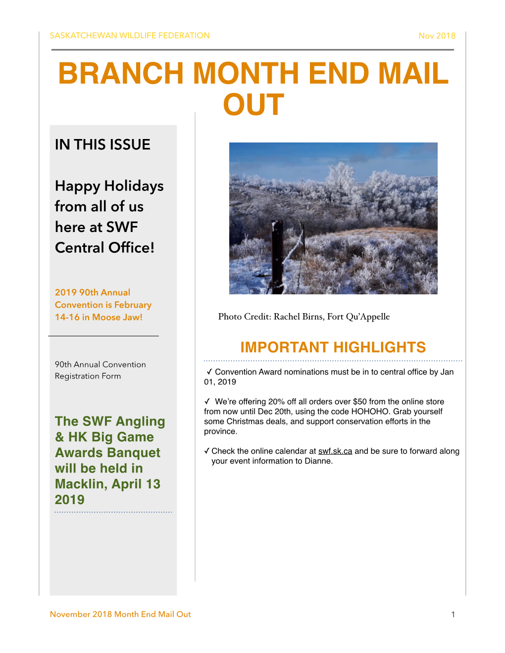 Branch Month End Mail Out