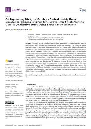An Exploratory Study to Develop a Virtual Reality Based Simulation Training Program for Hypovolemic Shock Nursing Care