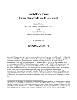 Capital Flow Waves: Surges, Stops, Flight and Retrenchment