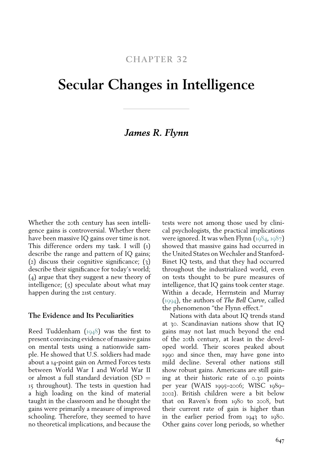 Secular Changes in Intelligence