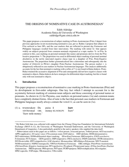 02. the Origins of Nominative Case in Austronesian