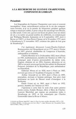A La Recherche De Gustave Charpentier
