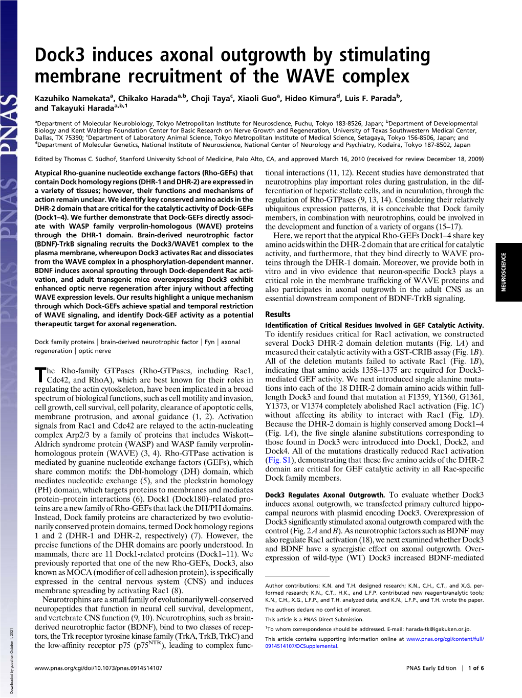 Dock3 Induces Axonal Outgrowth by Stimulating Membrane Recruitment of the WAVE Complex