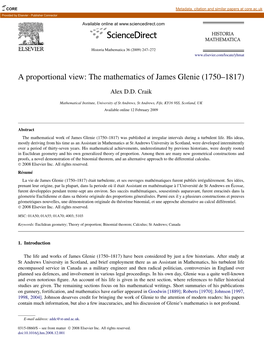 The Mathematics of James Glenie (1750–1817)