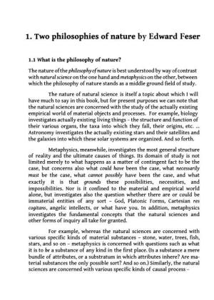 1. Two Philosophies of Nature by Edward Feser