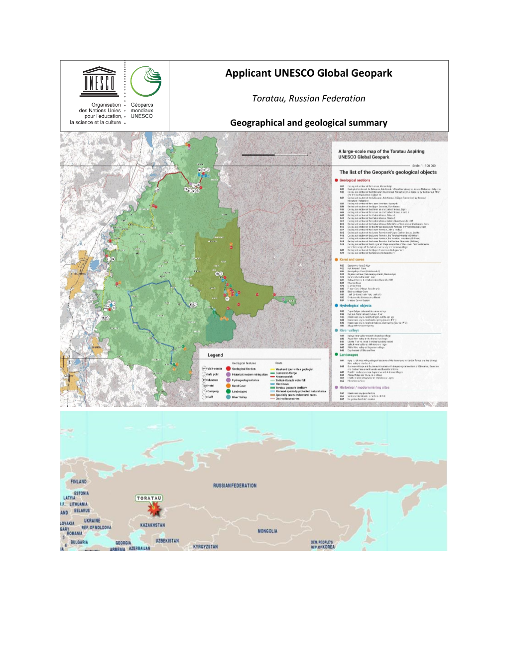 Applicant UNESCO Global Geopark