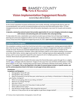 Vision Implementation Engagement Results Current to May 3, 2021 at 10:45 Am