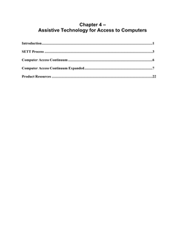 Chapter 4 – Assistive Technology for Access to Computers