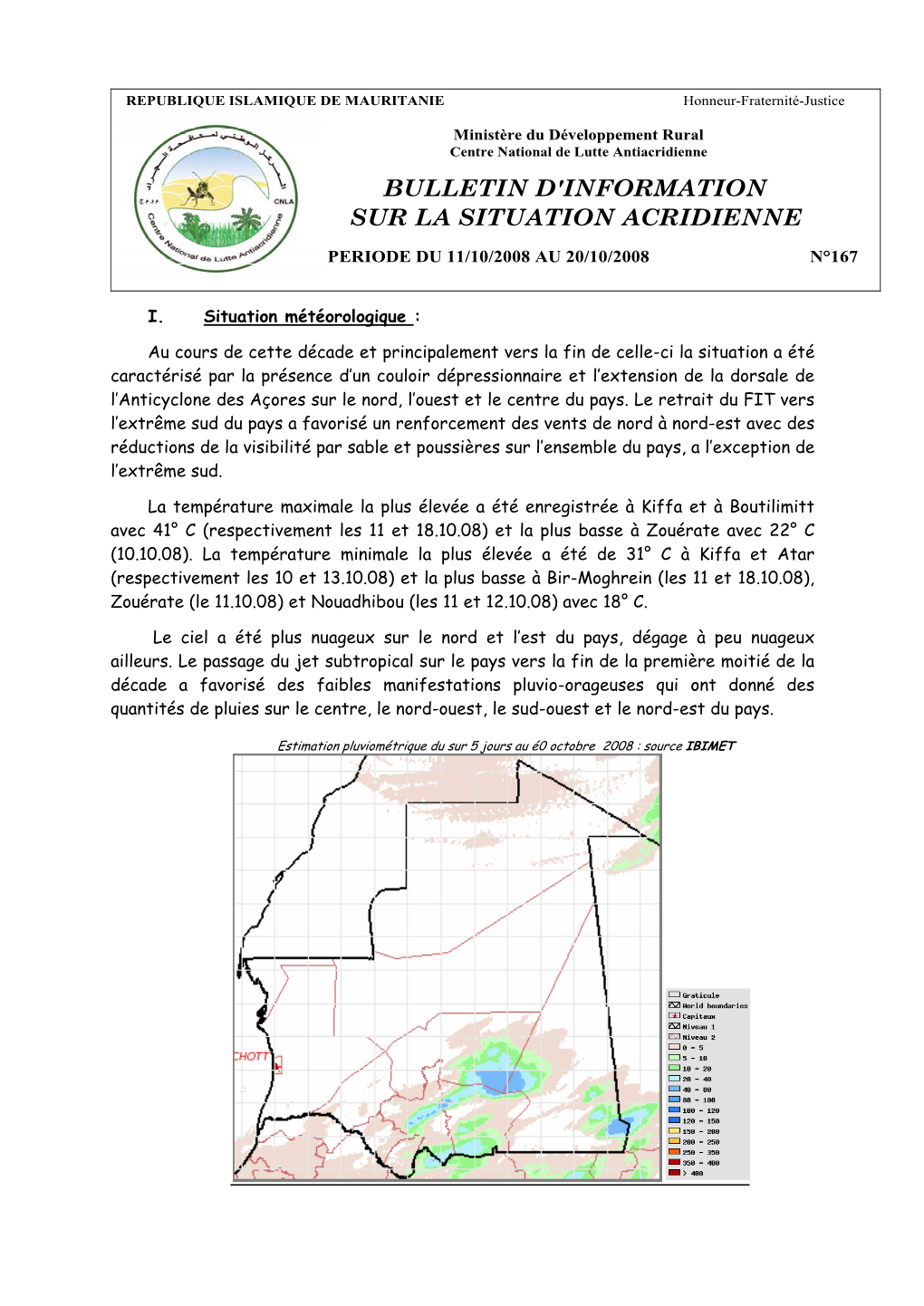 Bulletin D'information Sur La Situation Acridienne