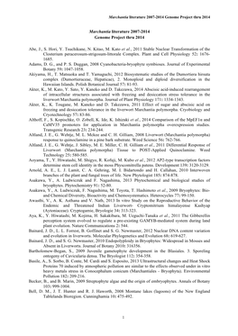 Marchantia References 2007-2014 Genome Project