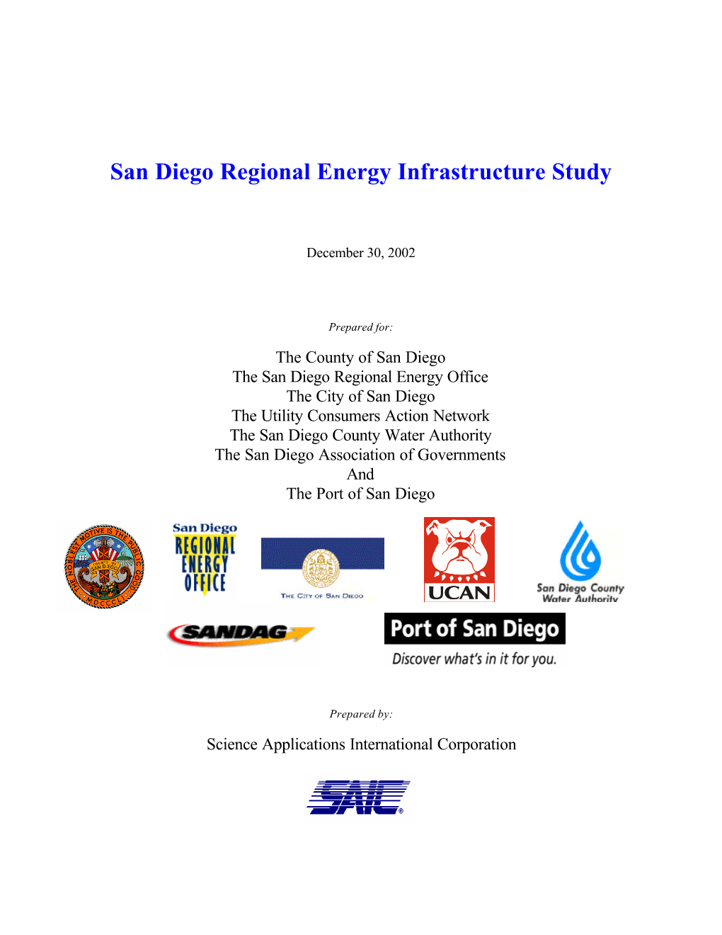 San Diego Regional Energy Infrastructure Study, 2002