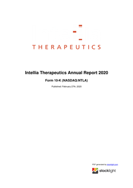 Intellia Therapeutics Annual Report 2020