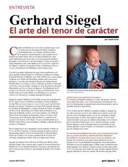 Gerhard Siegel El Arte Del Tenor De Carácter