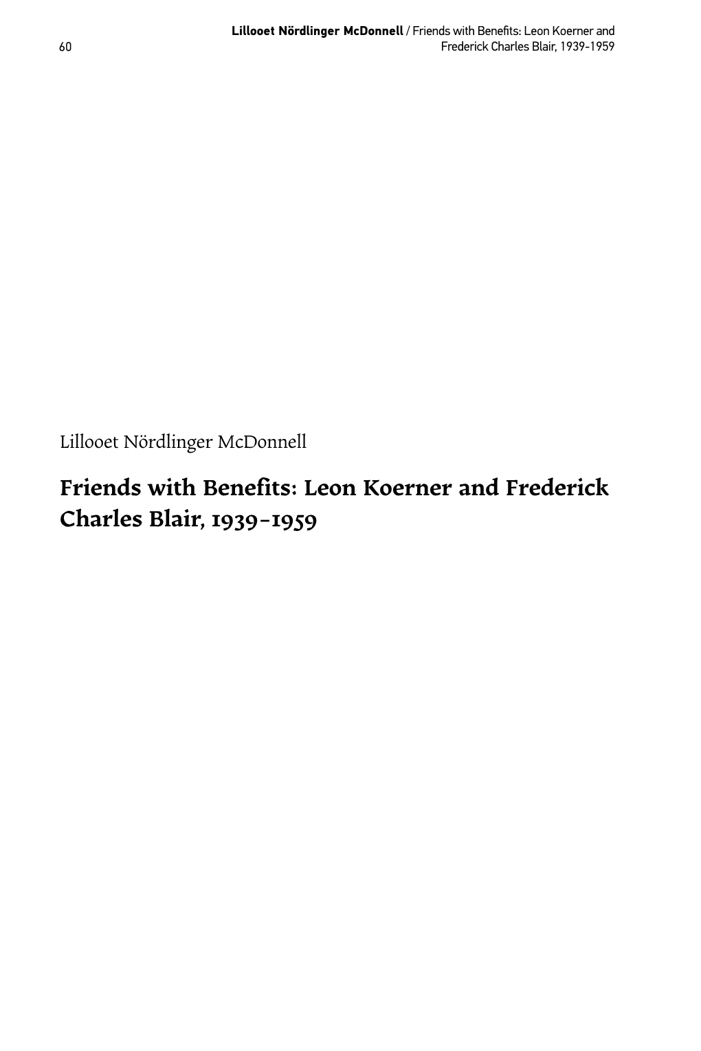 Leon Koerner and Frederick Charles Blair, 1939-1959 Canadian Jewish Studies / Études Juives Canadiennes, Vol