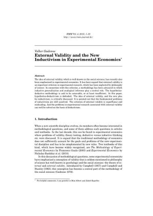 External Validity and the New Inductivism in Experimental Economics*