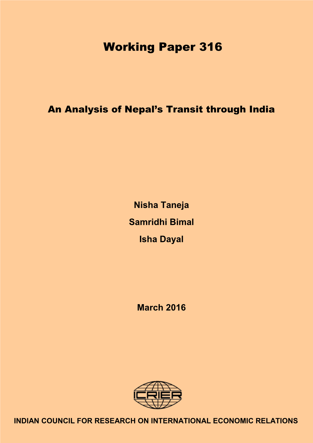 An Analysis of Nepal's Transit Through India