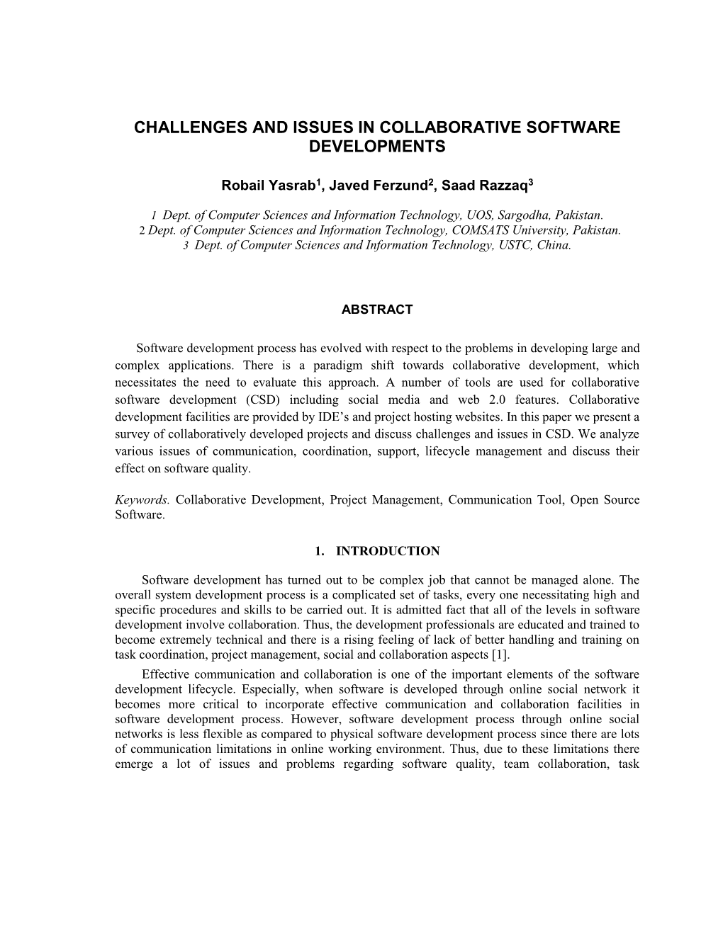 Challenges and Issues in Collaborative Software Developments