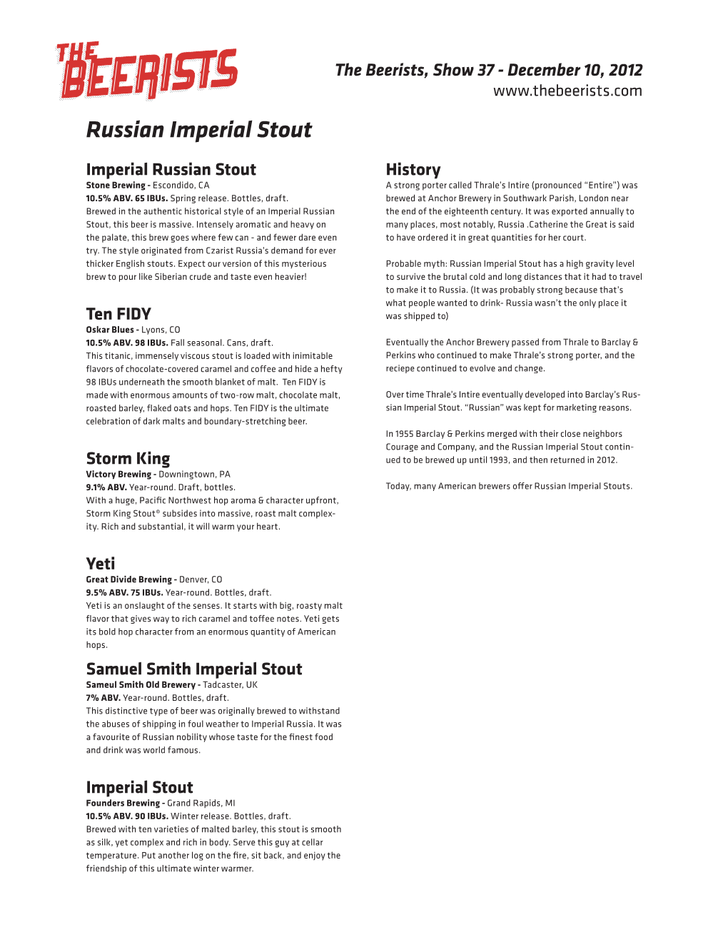 Russian Imperial Stout