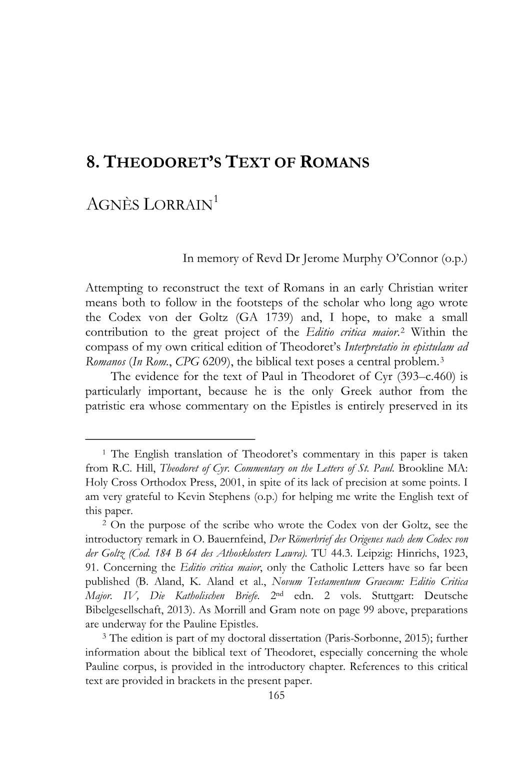 8.Theodoret's Text of Romans Agnès Lorrain1