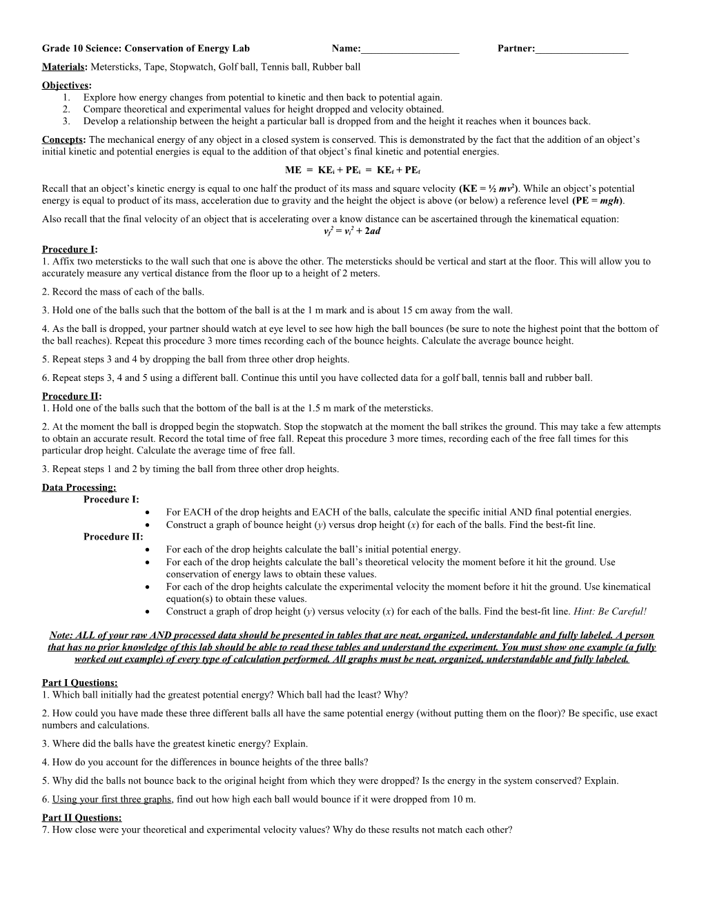 Introduction to Physics: Conservation of Energy