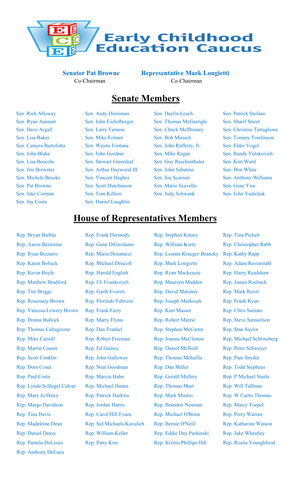 Senate Members House of Representatives Members