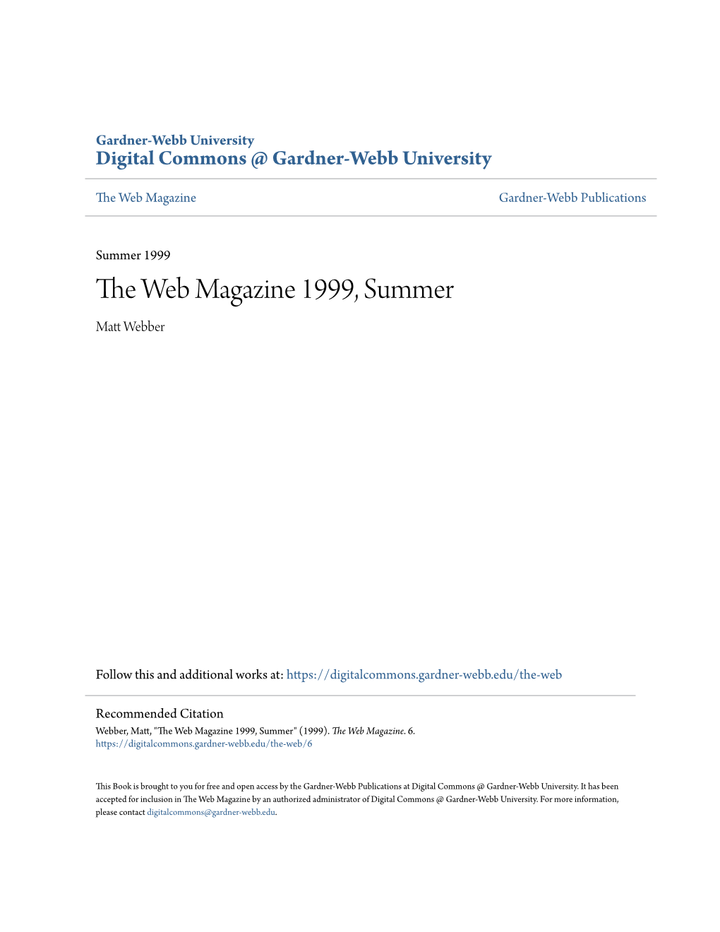 The Web Magazine 1999, Summer