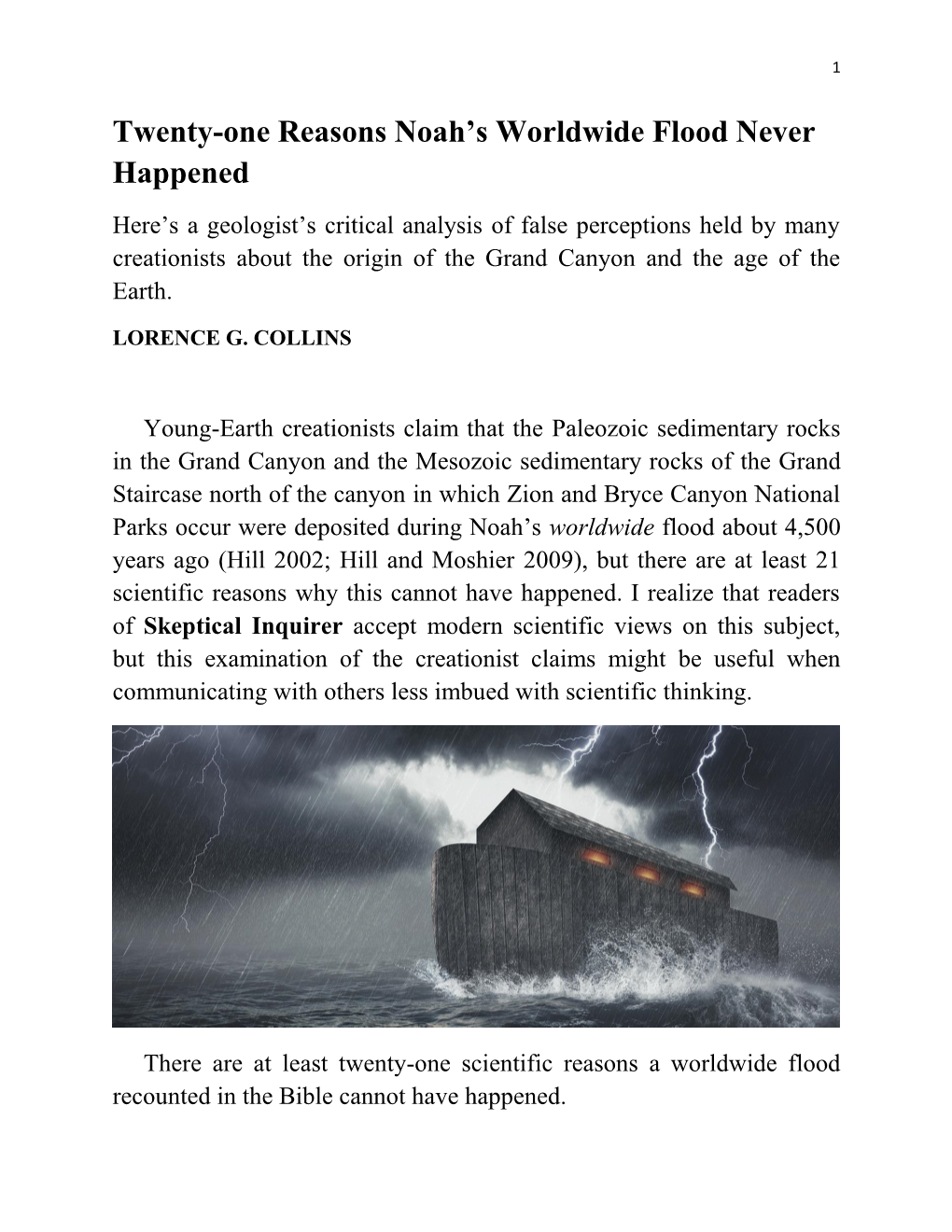 Twenty-One Reasons Noah's Worldwide Flood Never Happened