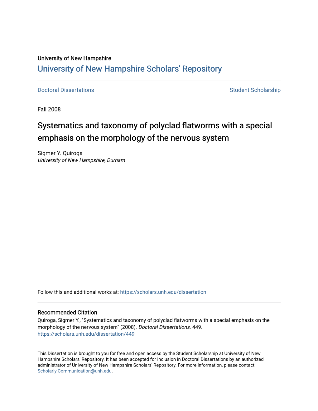 Systematics and Taxonomy of Polyclad Flatworms with a Special Emphasis on the Morphology of the Nervous System