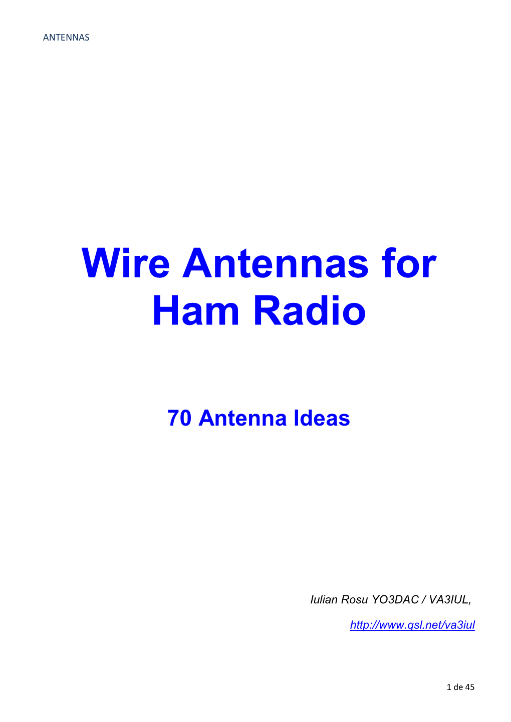 Wire Antennas for Ham Radio