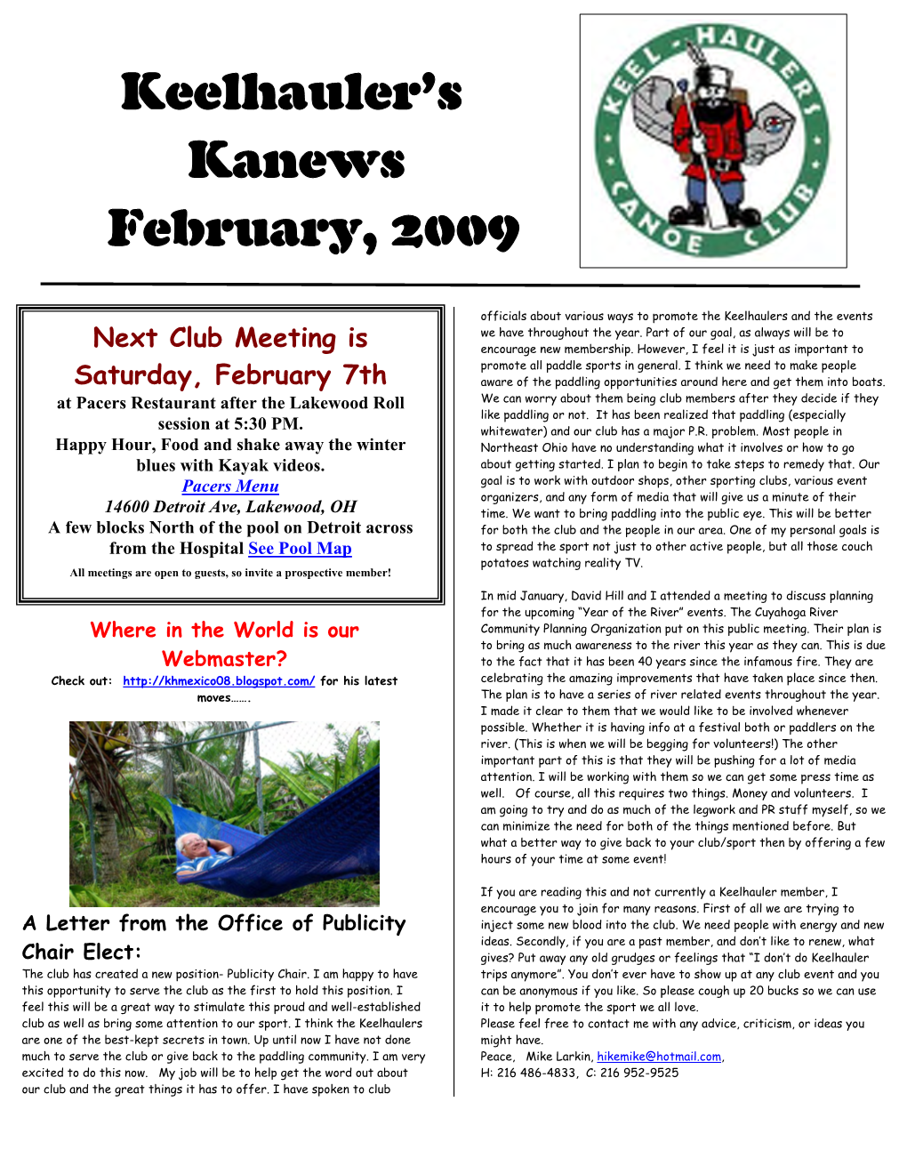 Keelhauler's Kanews February, 2009