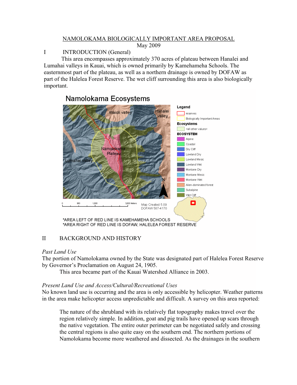 NAMOLOKAMA BIOLOGICALLY IMPORTANT AREA PROPOSAL May 2009 I INTRODUCTION