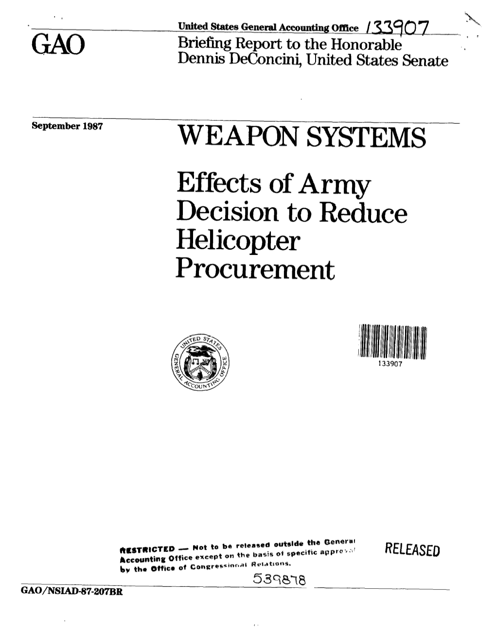 Effects of Army Decision to Reduce Helicopter Procurement