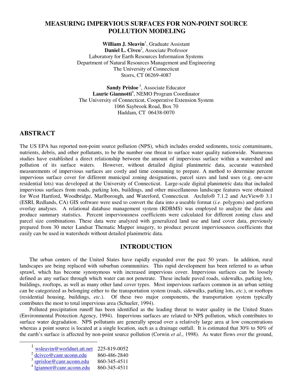 Measuring Impervious Surfaces for Non-Point Source Pollution Modeling