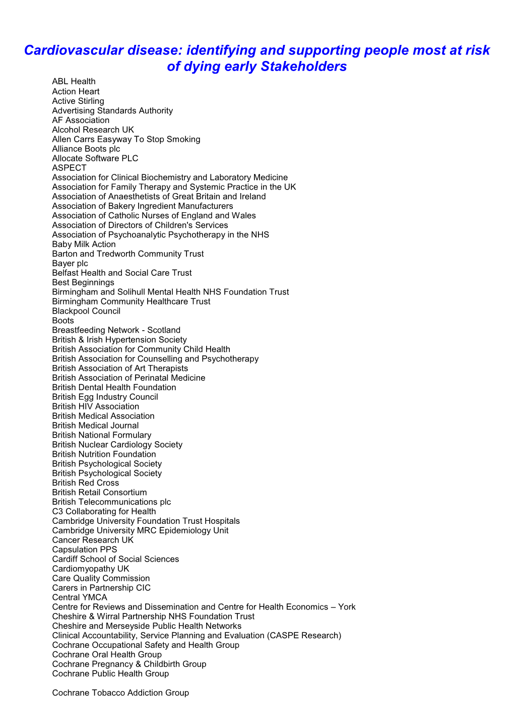 Stakeholder List PDF 160 KB
