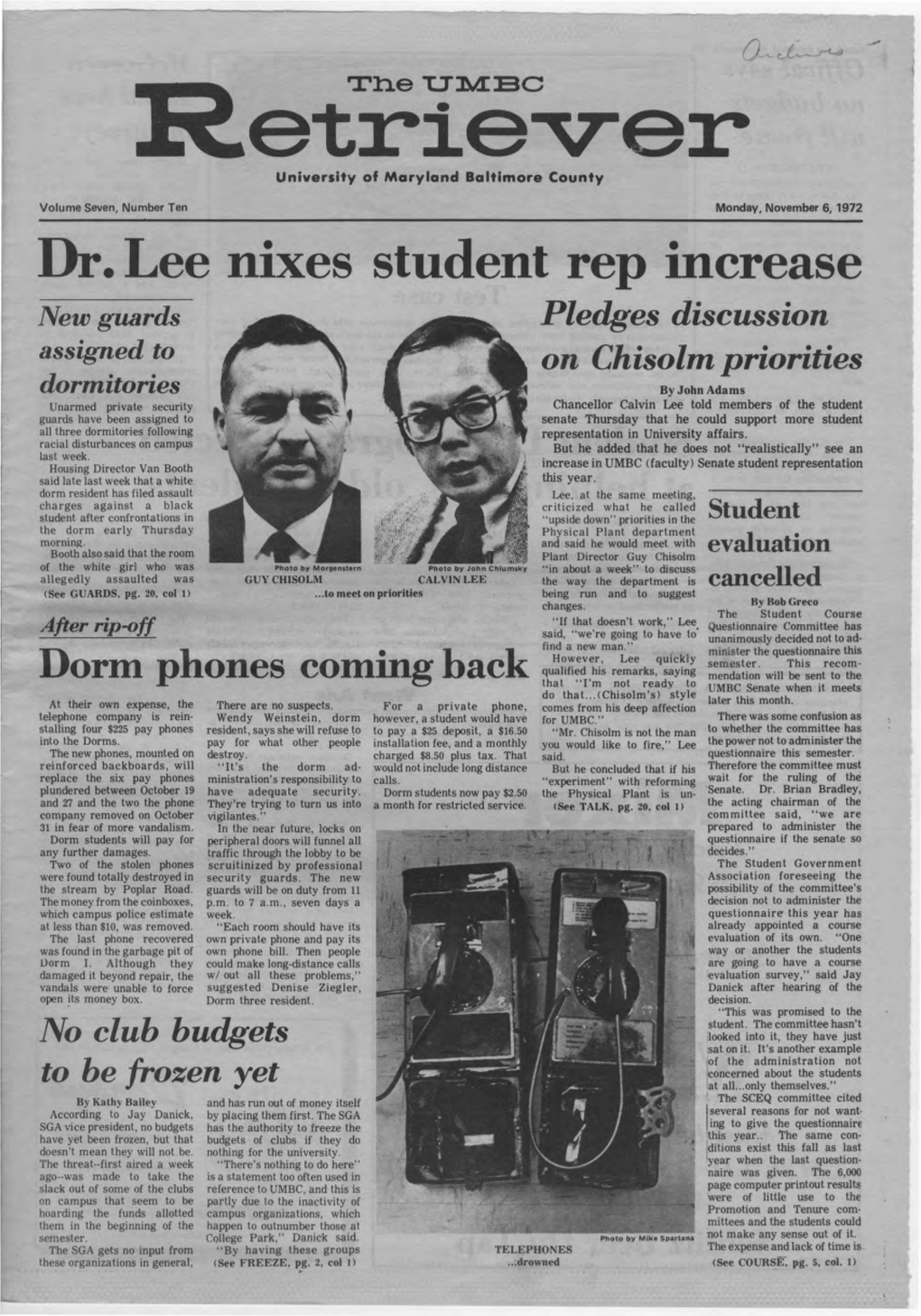 Dr. Lee Nixes Student Rep Increase