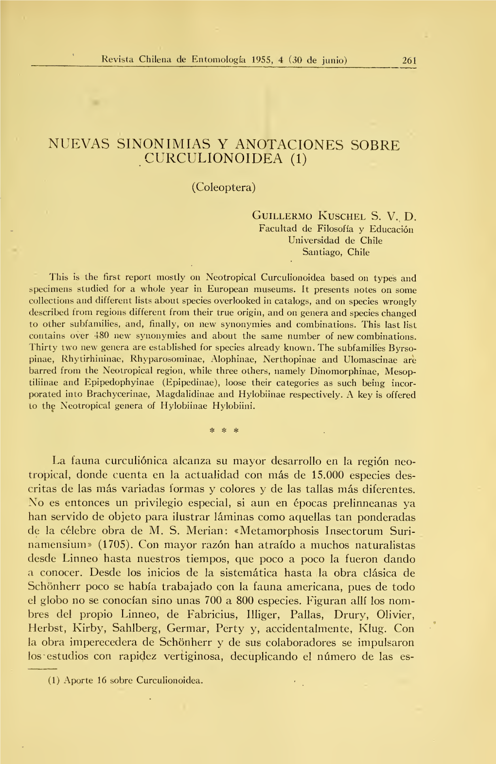 Nuevas Sinonimias Y Anotaciones Sobre Curculionoidea (1)