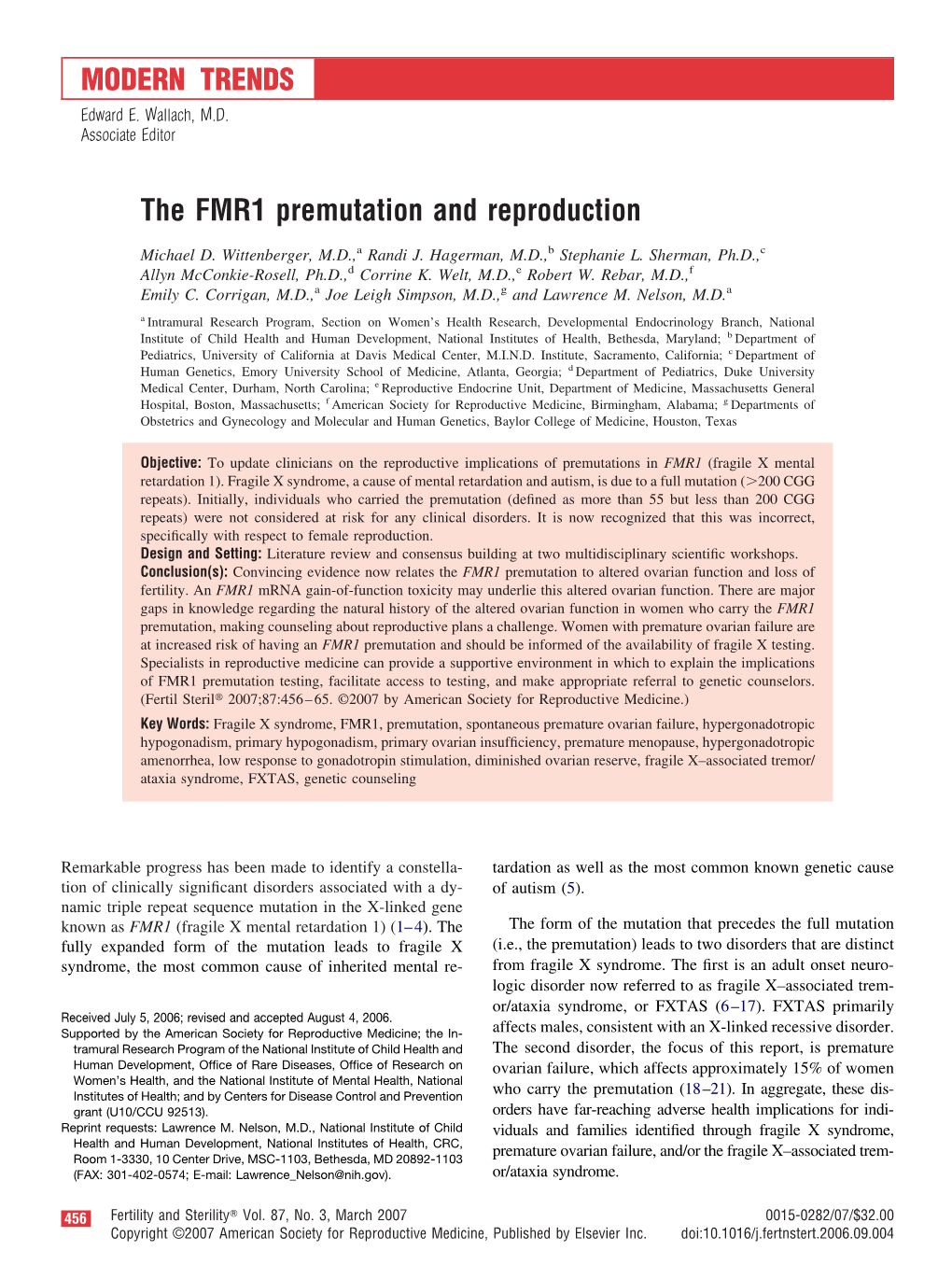 The FMR1 Premutation and Reproduction