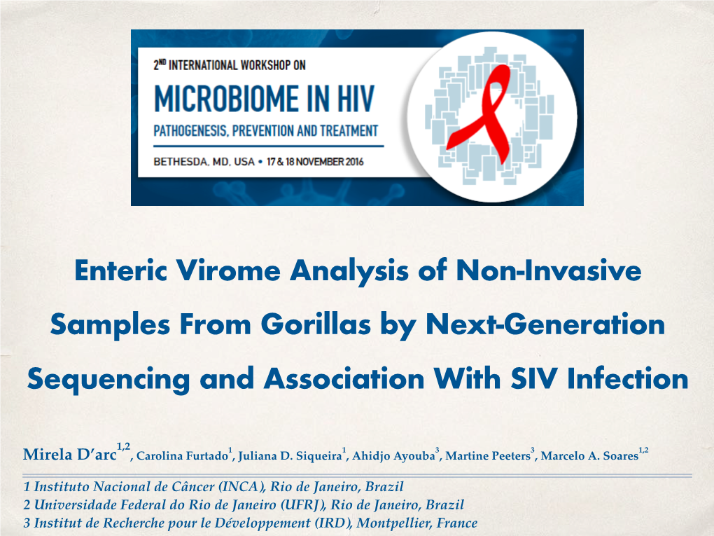 Enteric Virome Analysis of Non-Invasive Samples from Gorillas by Next-Generation Sequencing and Association with SIV Infection