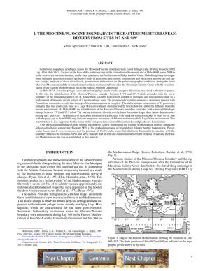 2. the Miocene/Pliocene Boundary in the Eastern Mediterranean: Results from Sites 967 and 9691